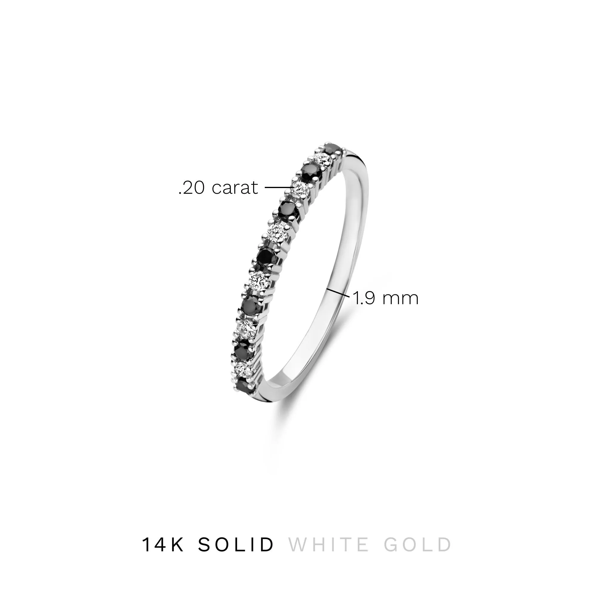 De la Paix Feline 14 karat white gold ring with black and white diamonds 0.20 carat