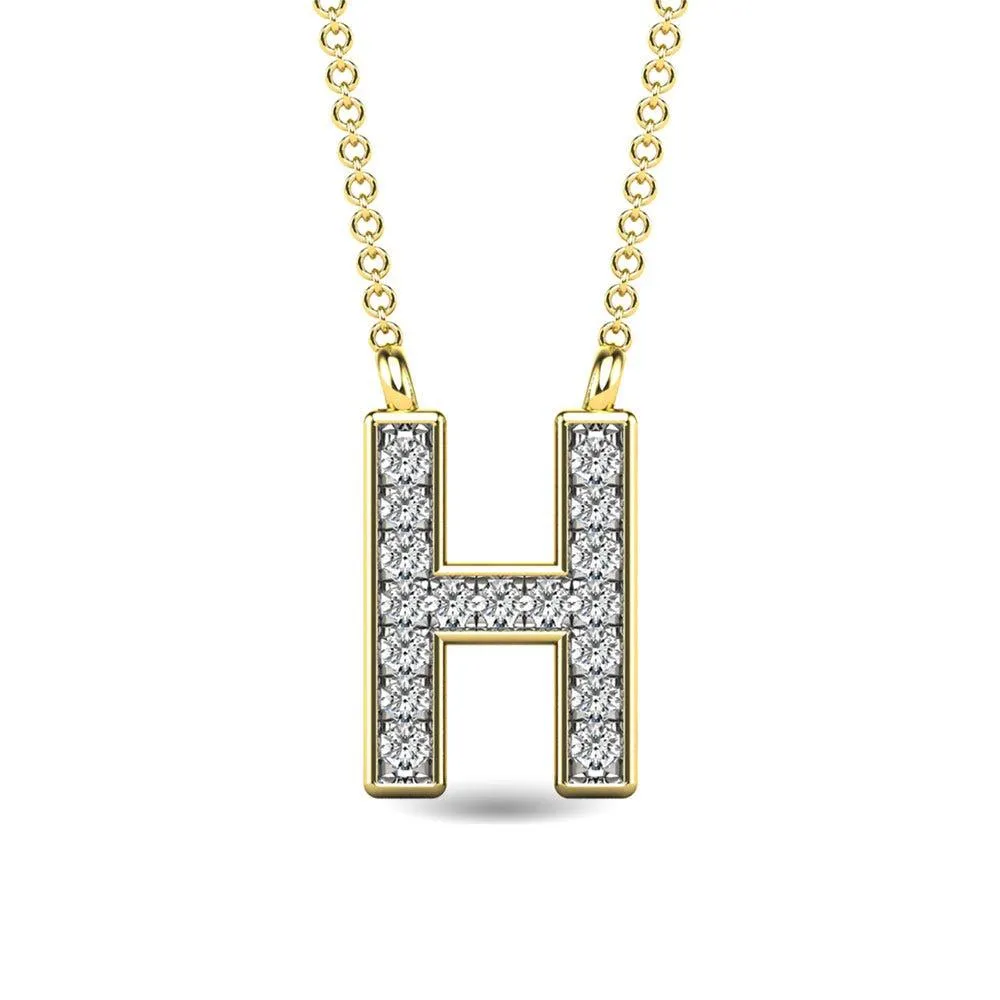 Diamond 1/20 Ct.Tw. Letter H Pendant in 10K Yellow Gold