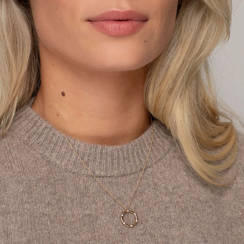 Diamond Circle .90ct Necklace | 9ct Gold