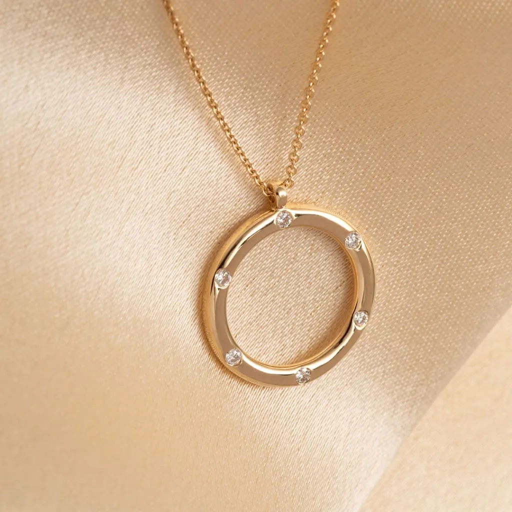 Diamond Circle .90ct Necklace | 9ct Gold