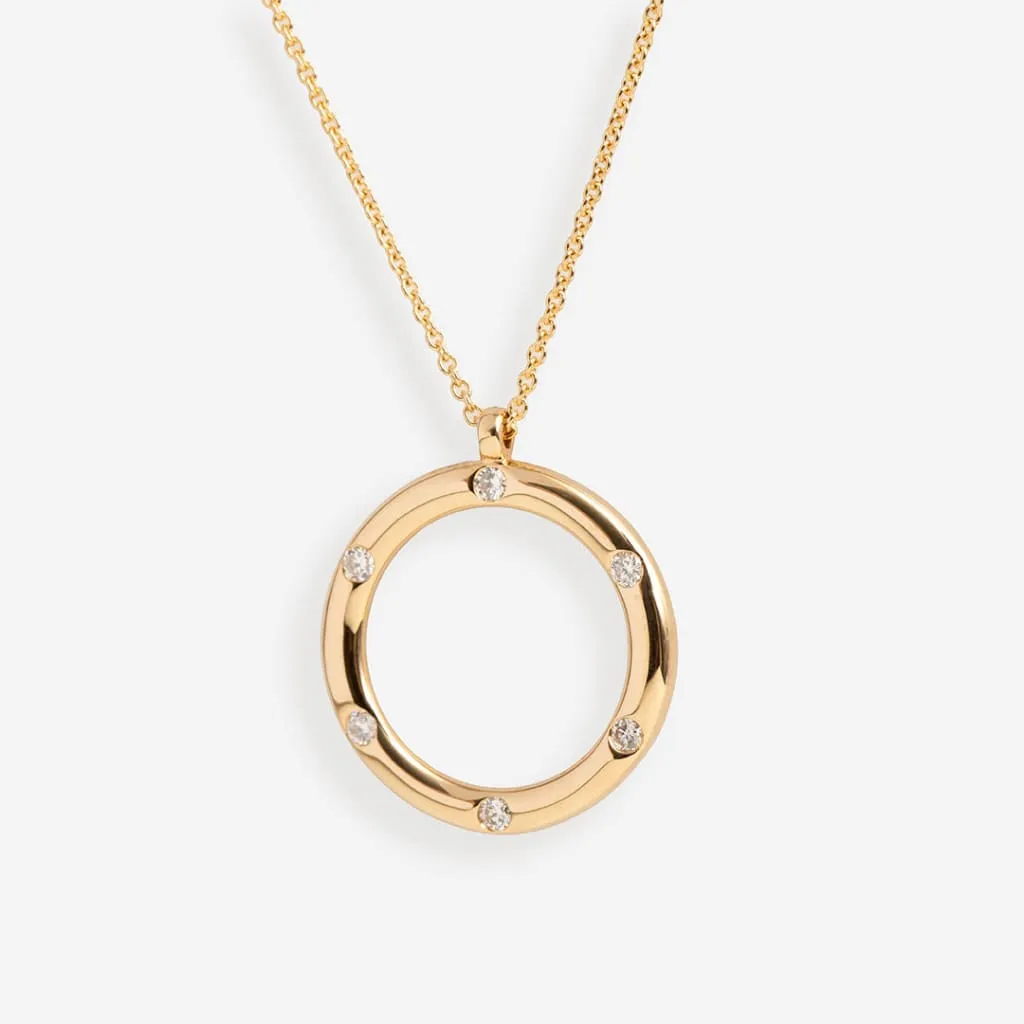 Diamond Circle .90ct Necklace | 9ct Gold
