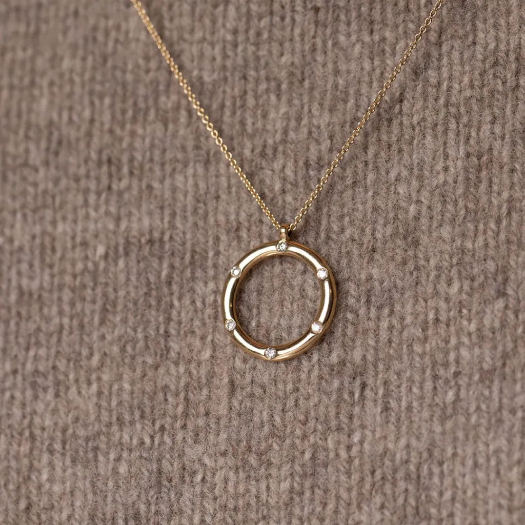 Diamond Circle .90ct Necklace | 9ct Gold