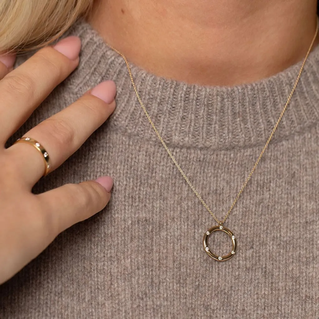 Diamond Circle .90ct Necklace | 9ct Gold