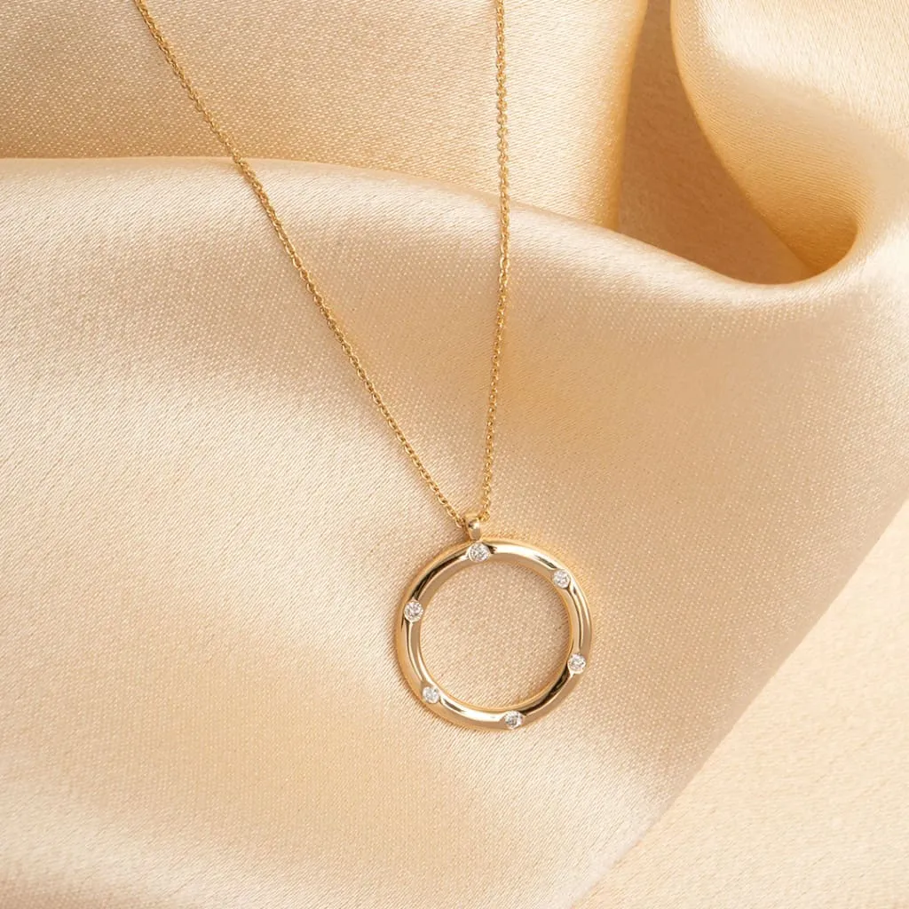 Diamond Circle .90ct Necklace | 9ct Gold