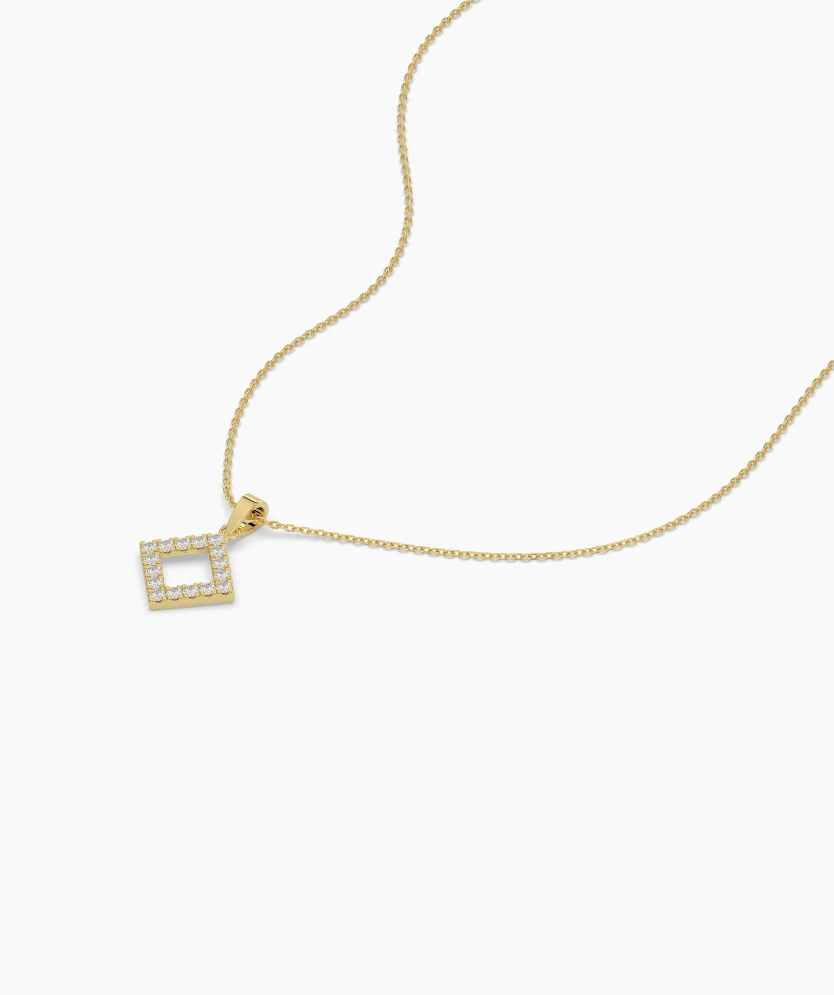 Diamond Open Square Pendant