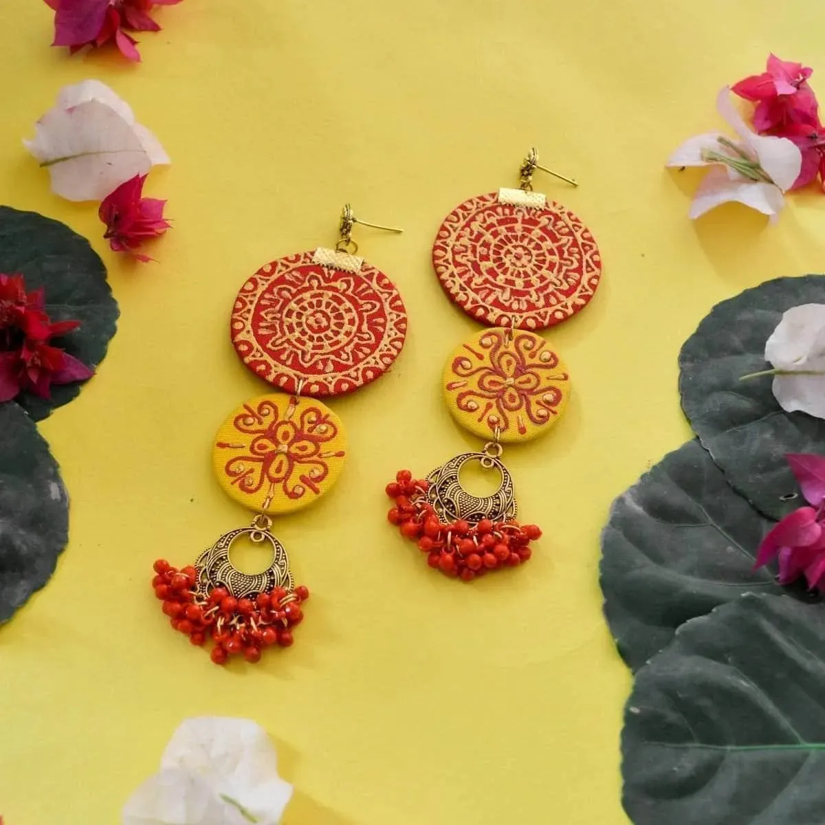 Dijul Handpainted Yellow (Earrings)