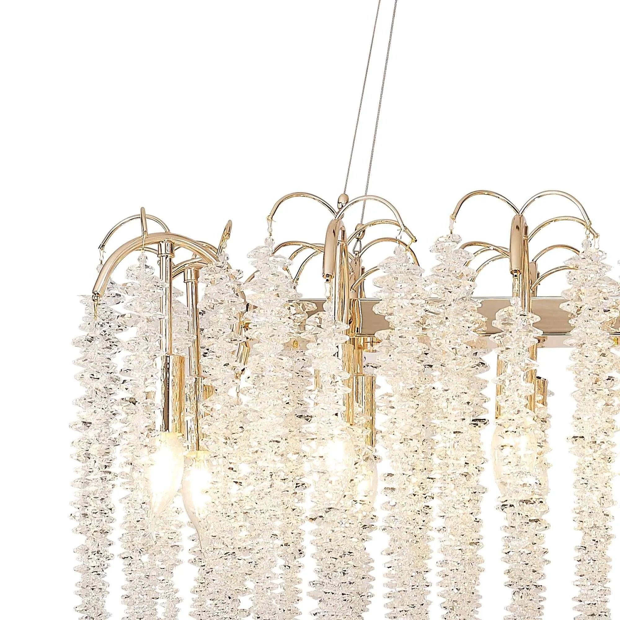 Diyas IL32858 Wisteria Oval Pendant 12 Light E14 French Gold / Crystal