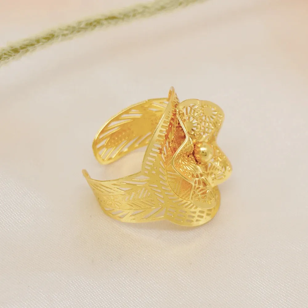 Dubai  Luxury Ethiopian Big Gold Color Bangle & Ring