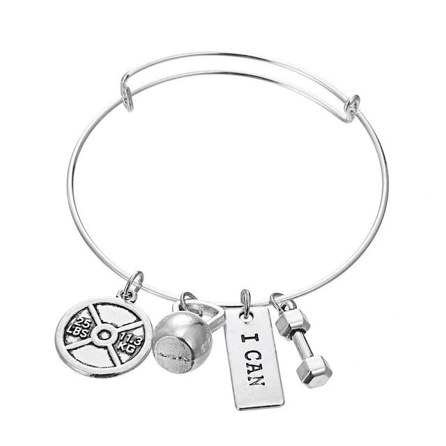 Dumbbell barbell Kettlebell with charms Gym bracelet