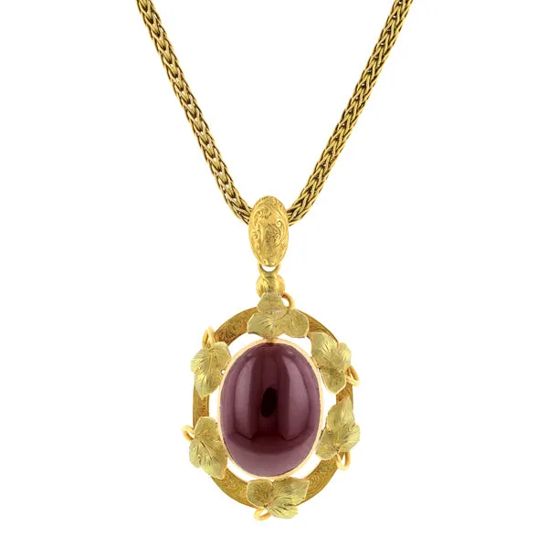 Early Victorian Garnet Pendant Necklace