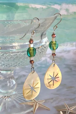 Earrings Serendipity Starburst Pale Gold Shell
