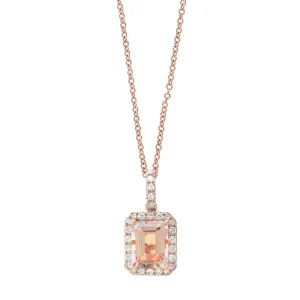 Effy Rose Gold Morganite and Diamond Pendant 1/5ctw