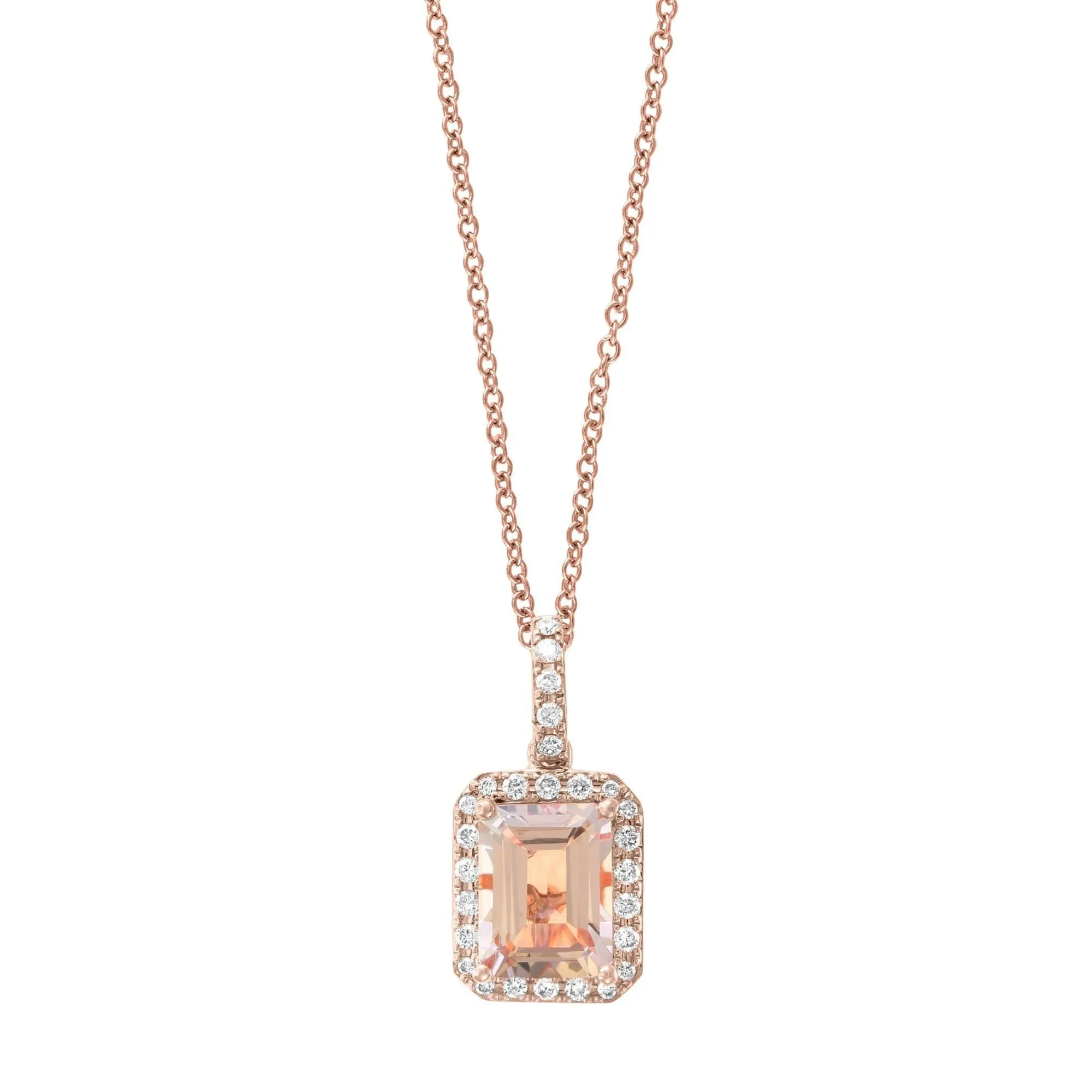 Effy Rose Gold Morganite and Diamond Pendant 1/5ctw