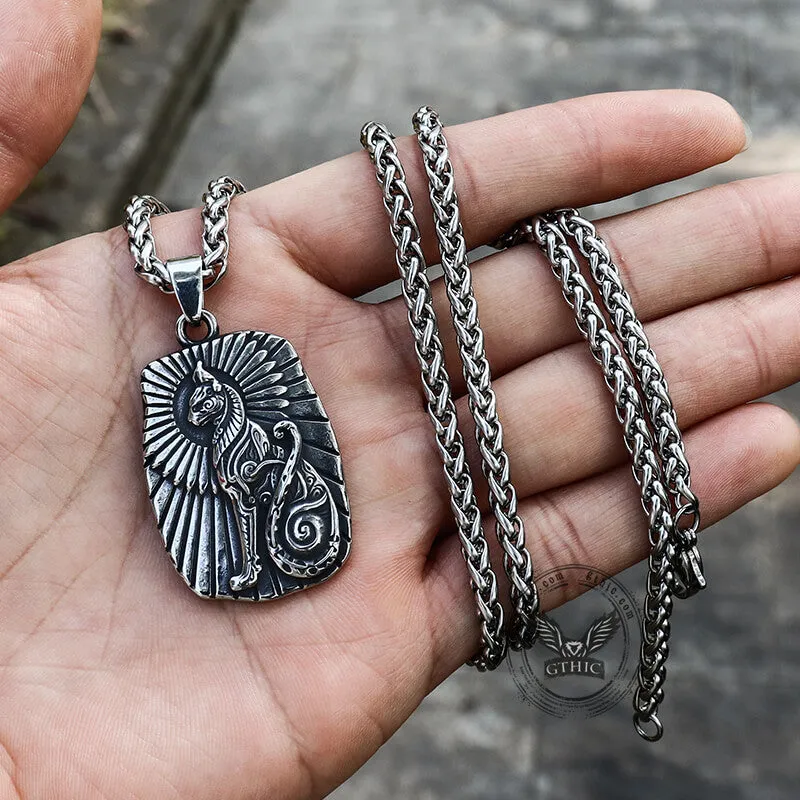 Egyptian Cat Bar Stainless Steel Pendant