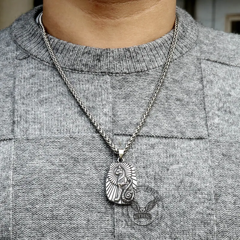 Egyptian Cat Bar Stainless Steel Pendant