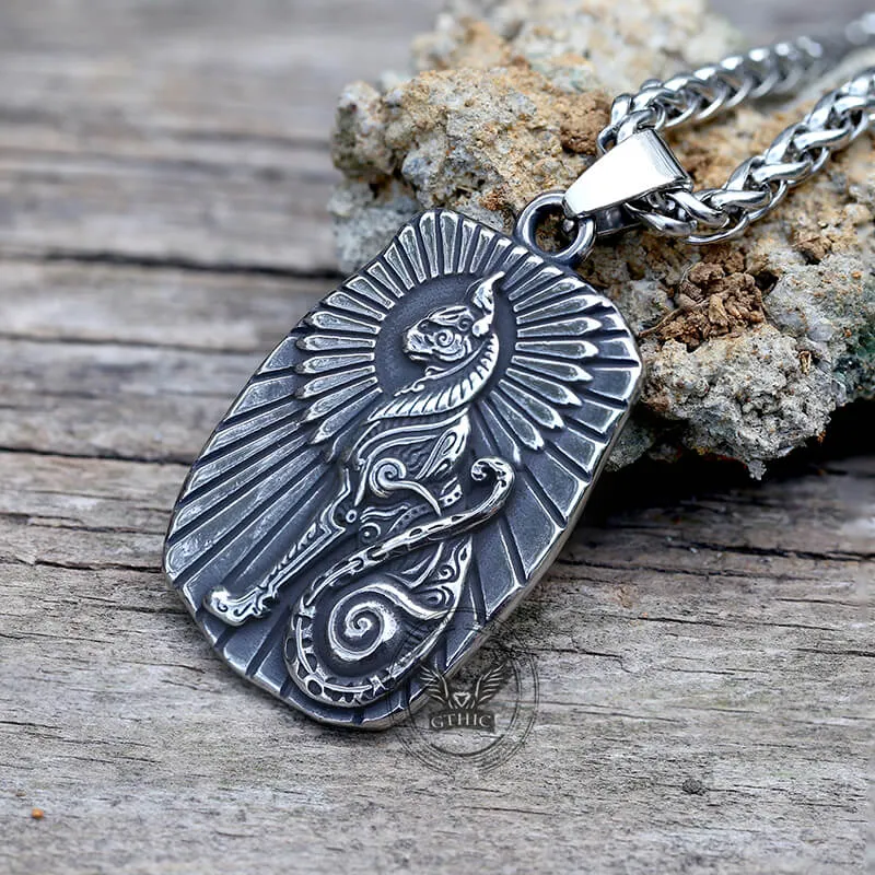 Egyptian Cat Bar Stainless Steel Pendant