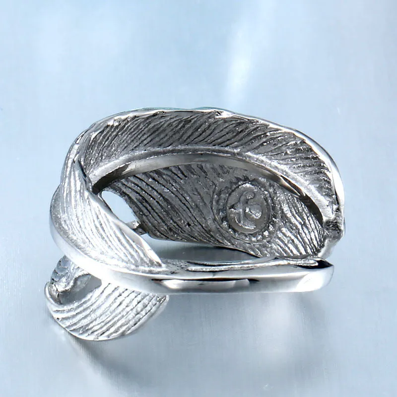 Elegant Open Couple Rings in Titanium Steel - Modern Gold Feather Designs for Him and Her