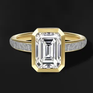 ELYSIA METEORITE ENGAGEMENT RING FOR HER - 14K GOLD & MOISSANITE - MADE TO ORDER