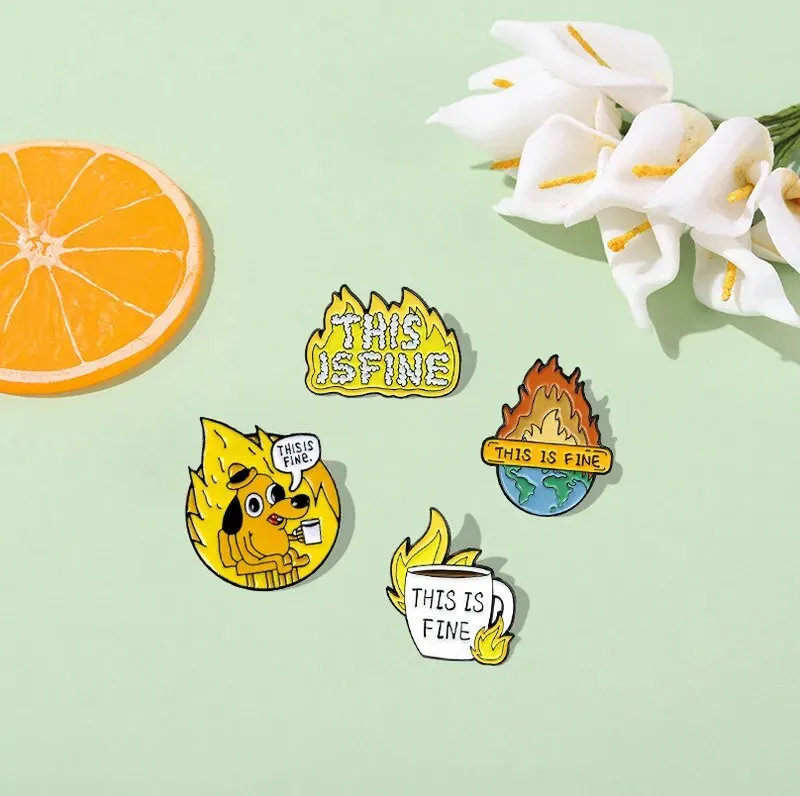 Enamel Pins Custom Funny Dark Humor Fire Earth Brooches Lapel Badge Bag Cartoon Jewelry Gift for Friends