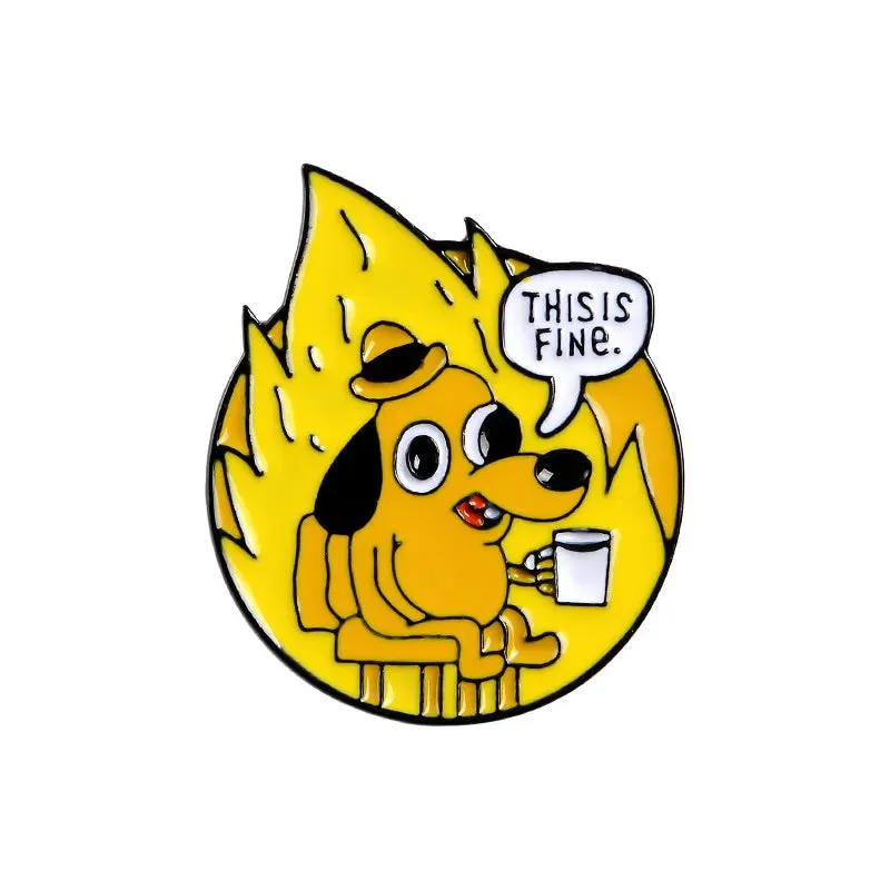 Enamel Pins Custom Funny Dark Humor Fire Earth Brooches Lapel Badge Bag Cartoon Jewelry Gift for Friends