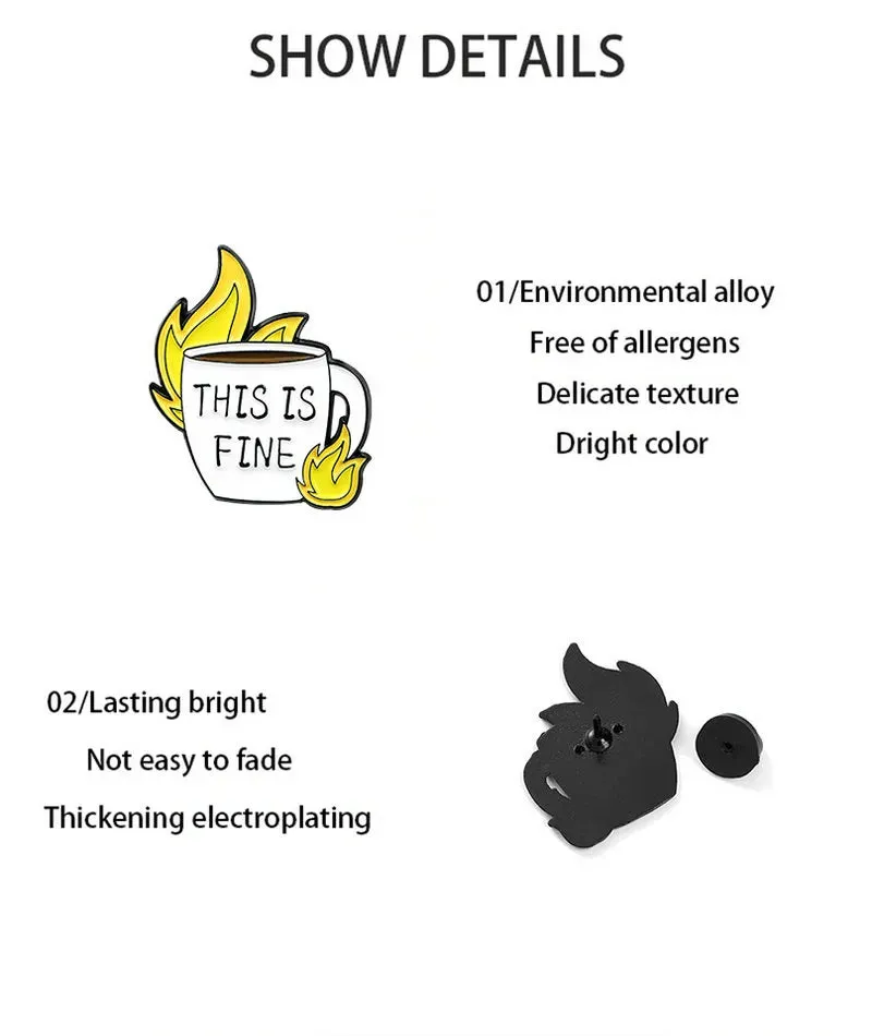 Enamel Pins Custom Funny Dark Humor Fire Earth Brooches Lapel Badge Bag Cartoon Jewelry Gift for Friends
