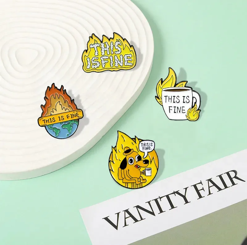 Enamel Pins Custom Funny Dark Humor Fire Earth Brooches Lapel Badge Bag Cartoon Jewelry Gift for Friends