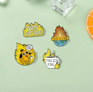 Enamel Pins Custom Funny Dark Humor Fire Earth Brooches Lapel Badge Bag Cartoon Jewelry Gift for Friends