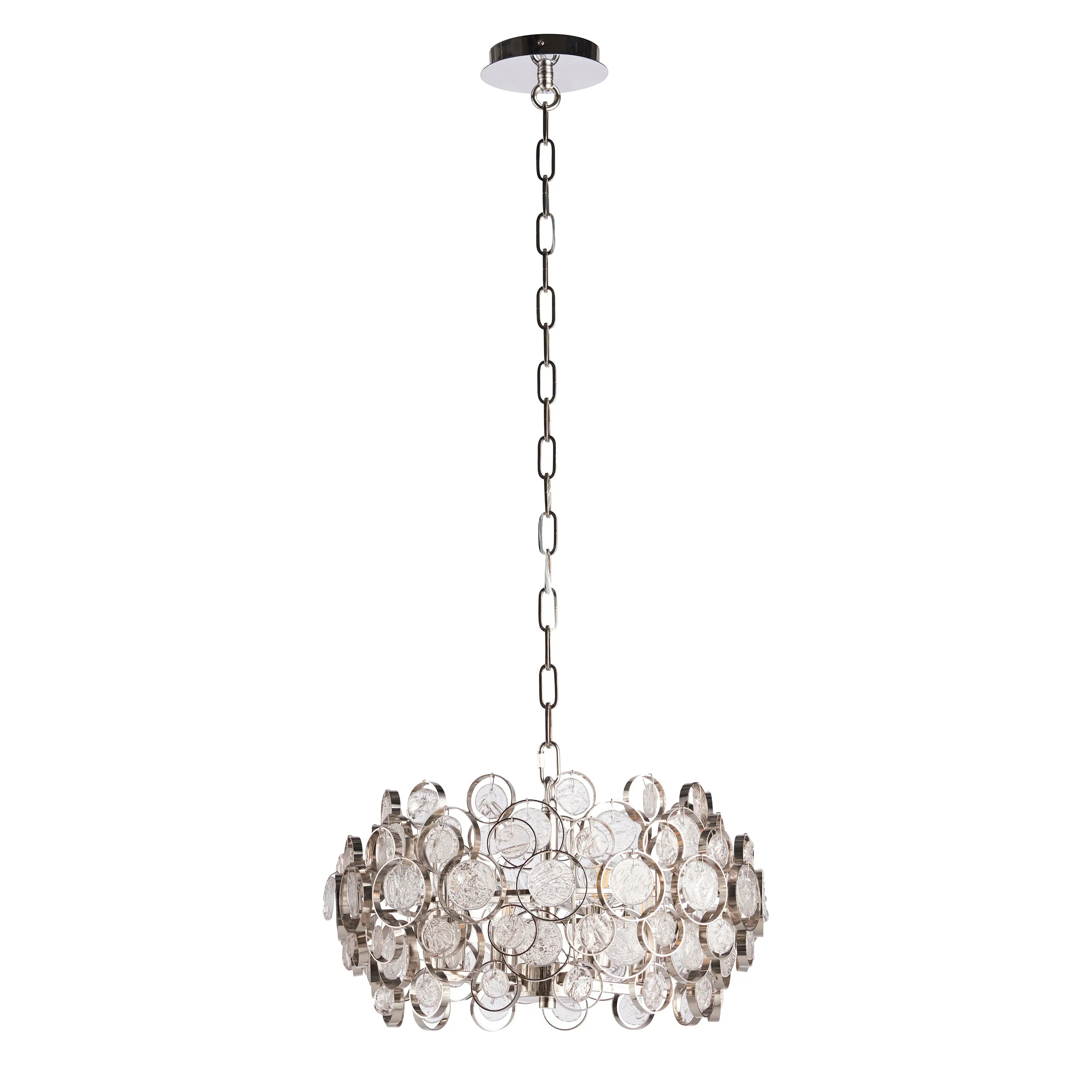 Endon 76509 Marella 4lt Pendant Bright nickel plate & clear glass 4 x 7W LED E14 (Required)