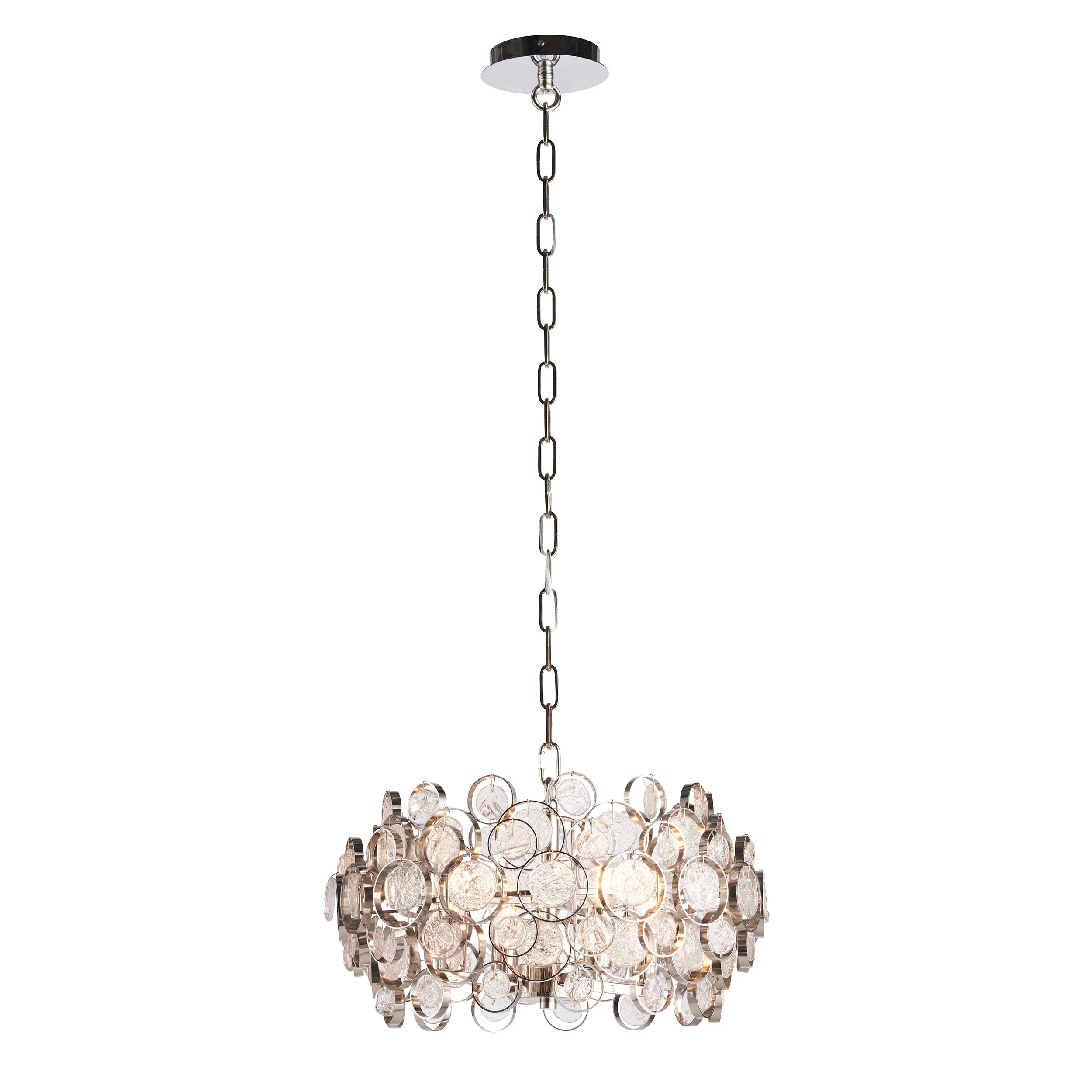 Endon 76509 Marella 4lt Pendant Bright nickel plate & clear glass 4 x 7W LED E14 (Required)