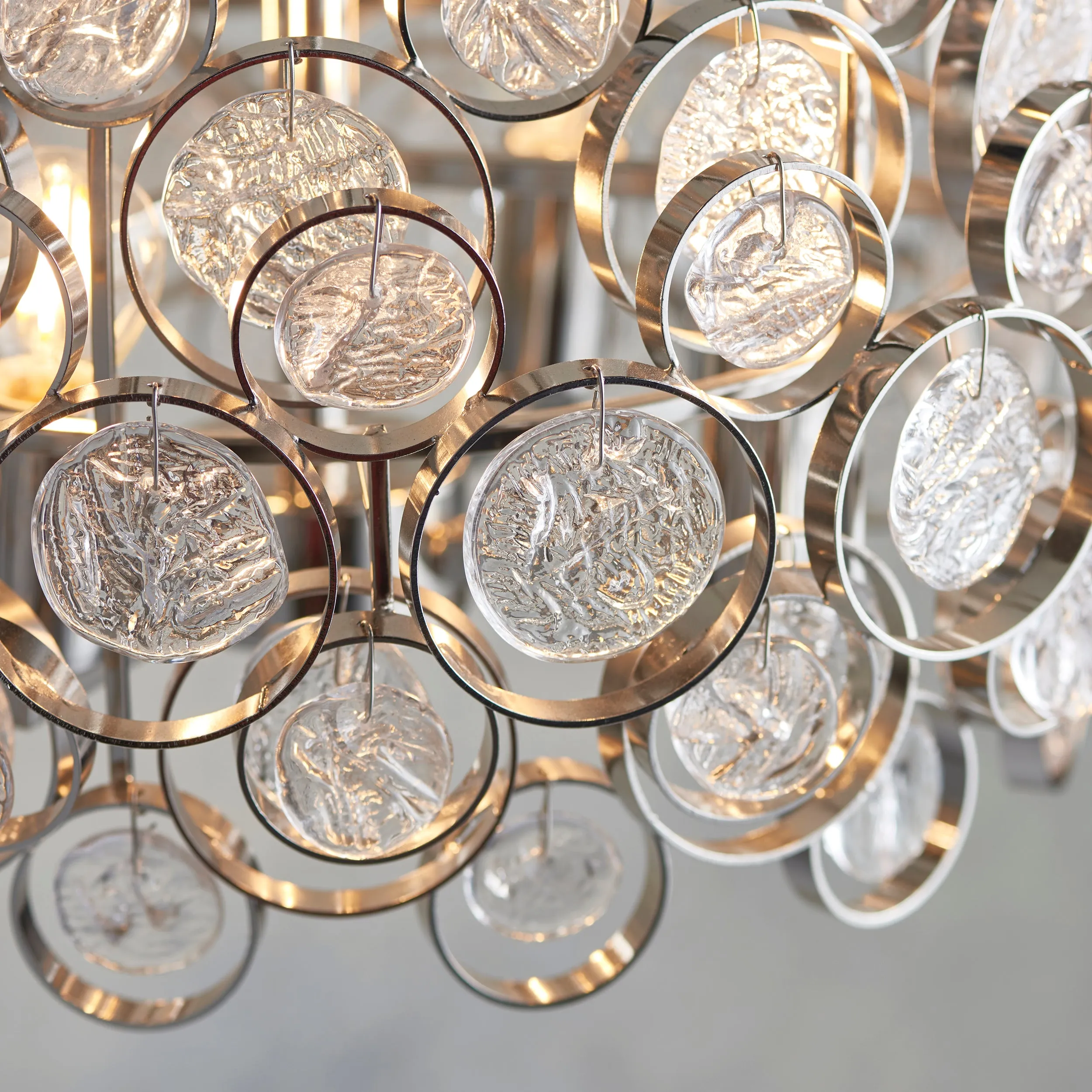 Endon 76509 Marella 4lt Pendant Bright nickel plate & clear glass 4 x 7W LED E14 (Required)