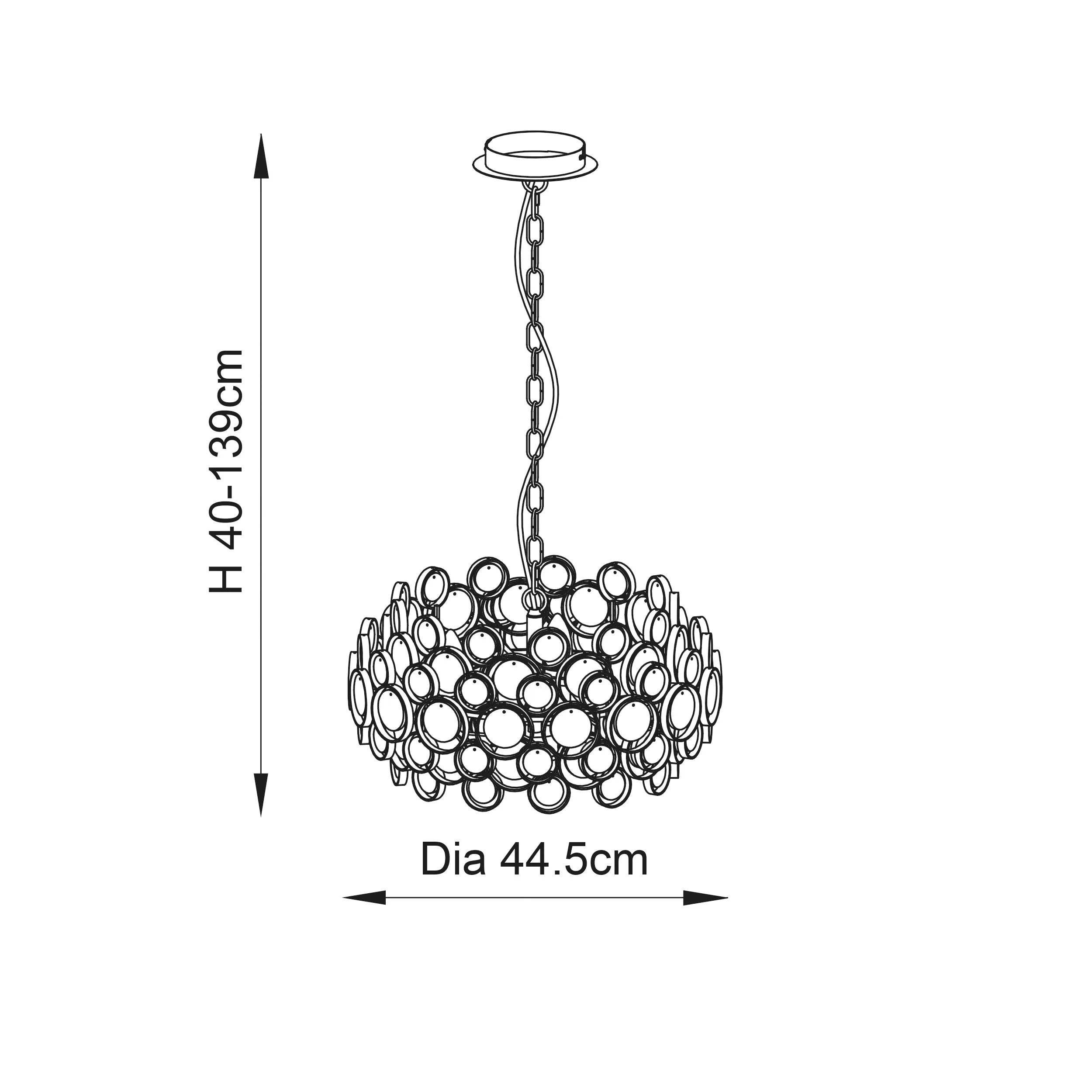 Endon 76509 Marella 4lt Pendant Bright nickel plate & clear glass 4 x 7W LED E14 (Required)