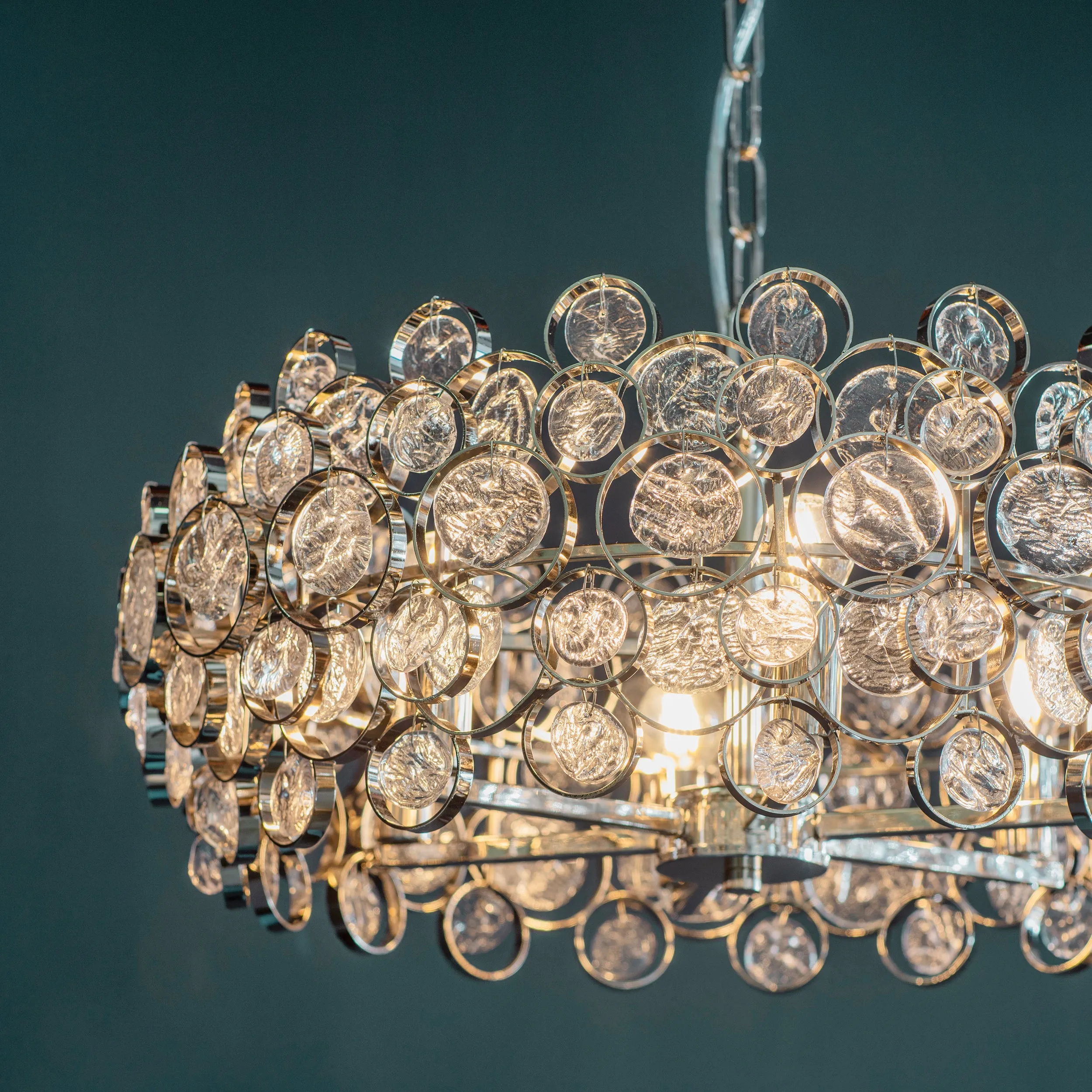 Endon 76509 Marella 4lt Pendant Bright nickel plate & clear glass 4 x 7W LED E14 (Required)