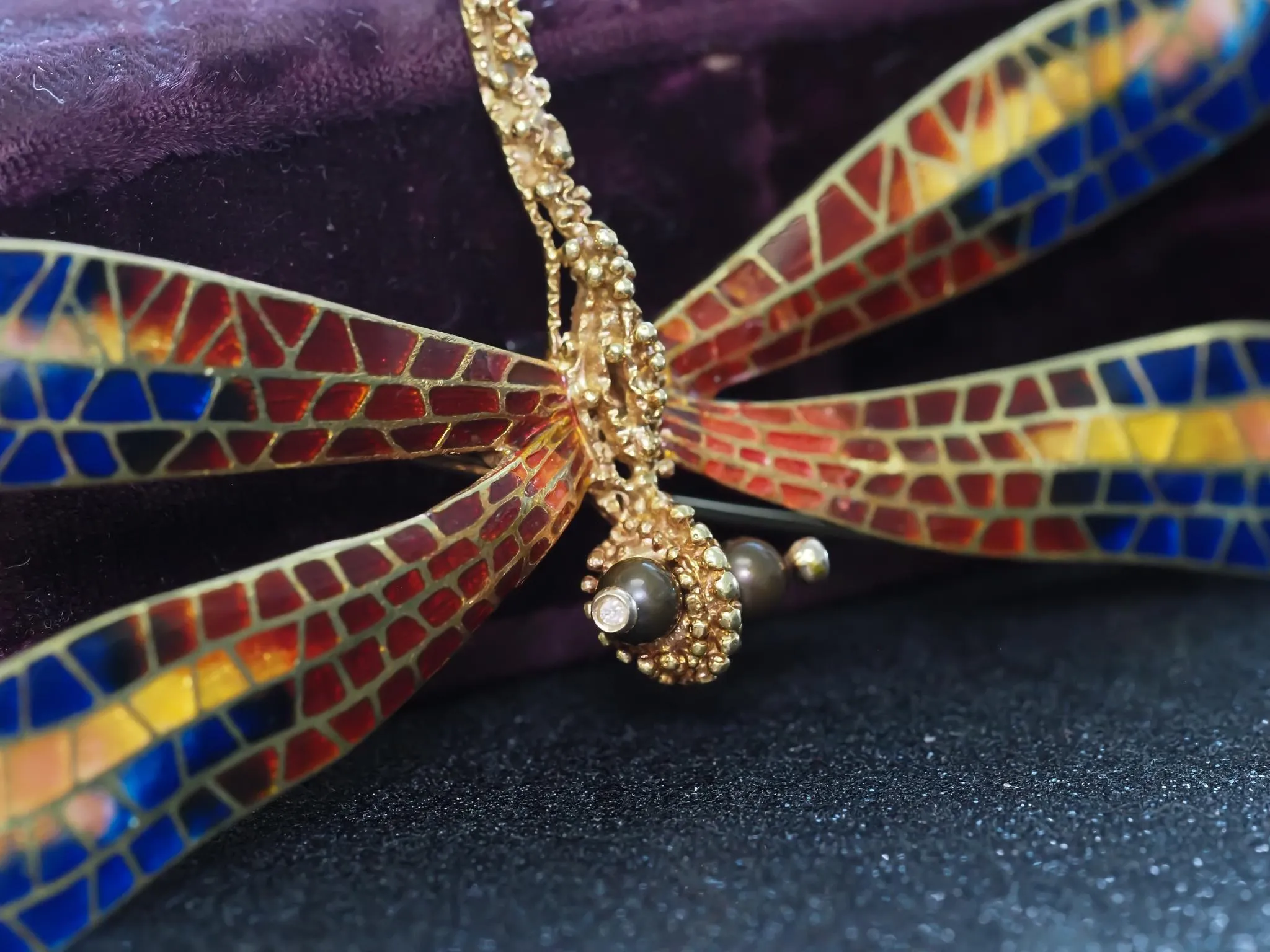 Estate 18K Yellow Gold Extra Large Dragon Fly Brooch - VHK#5a