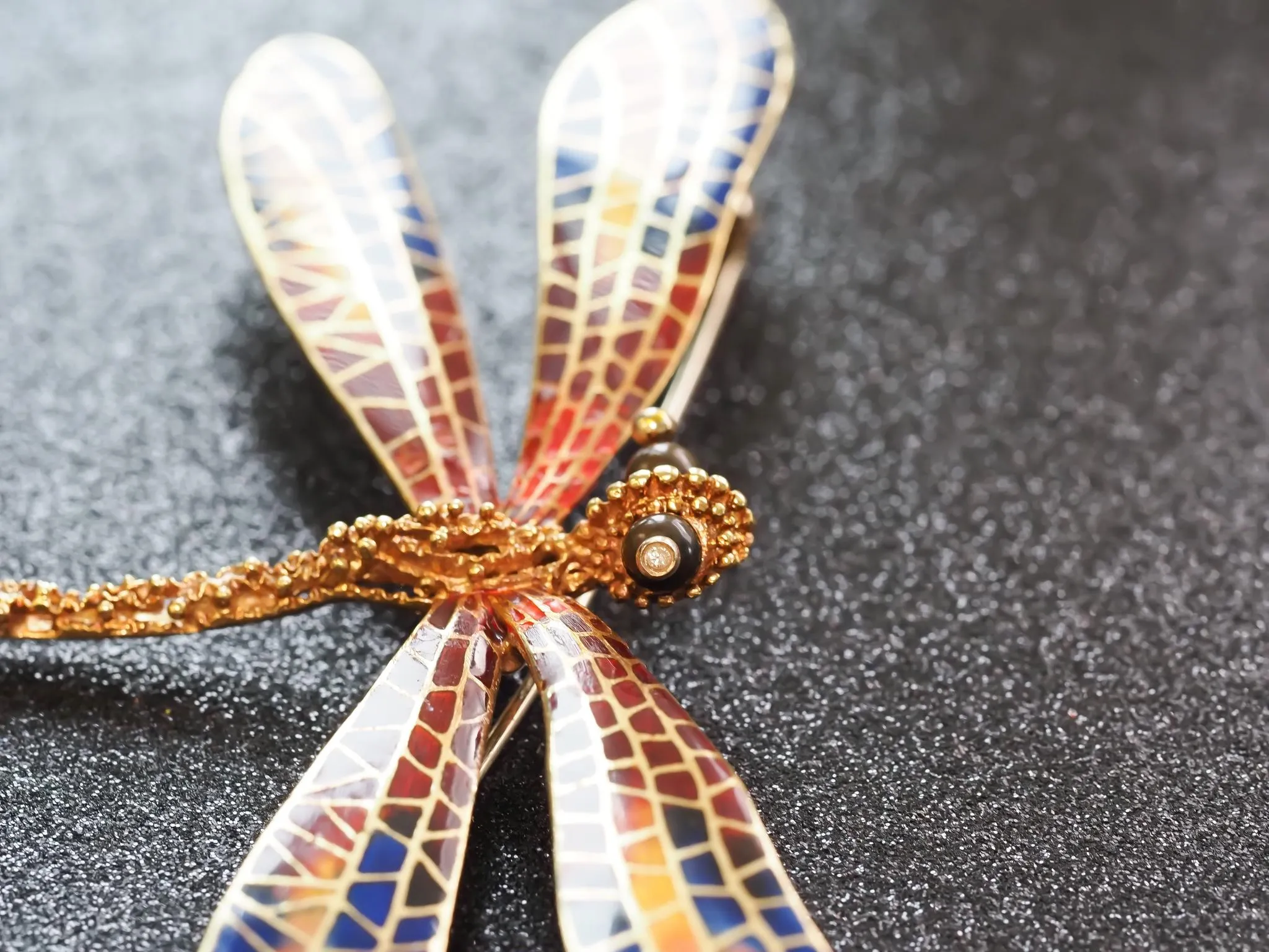 Estate 18K Yellow Gold Extra Large Dragon Fly Brooch - VHK#5a