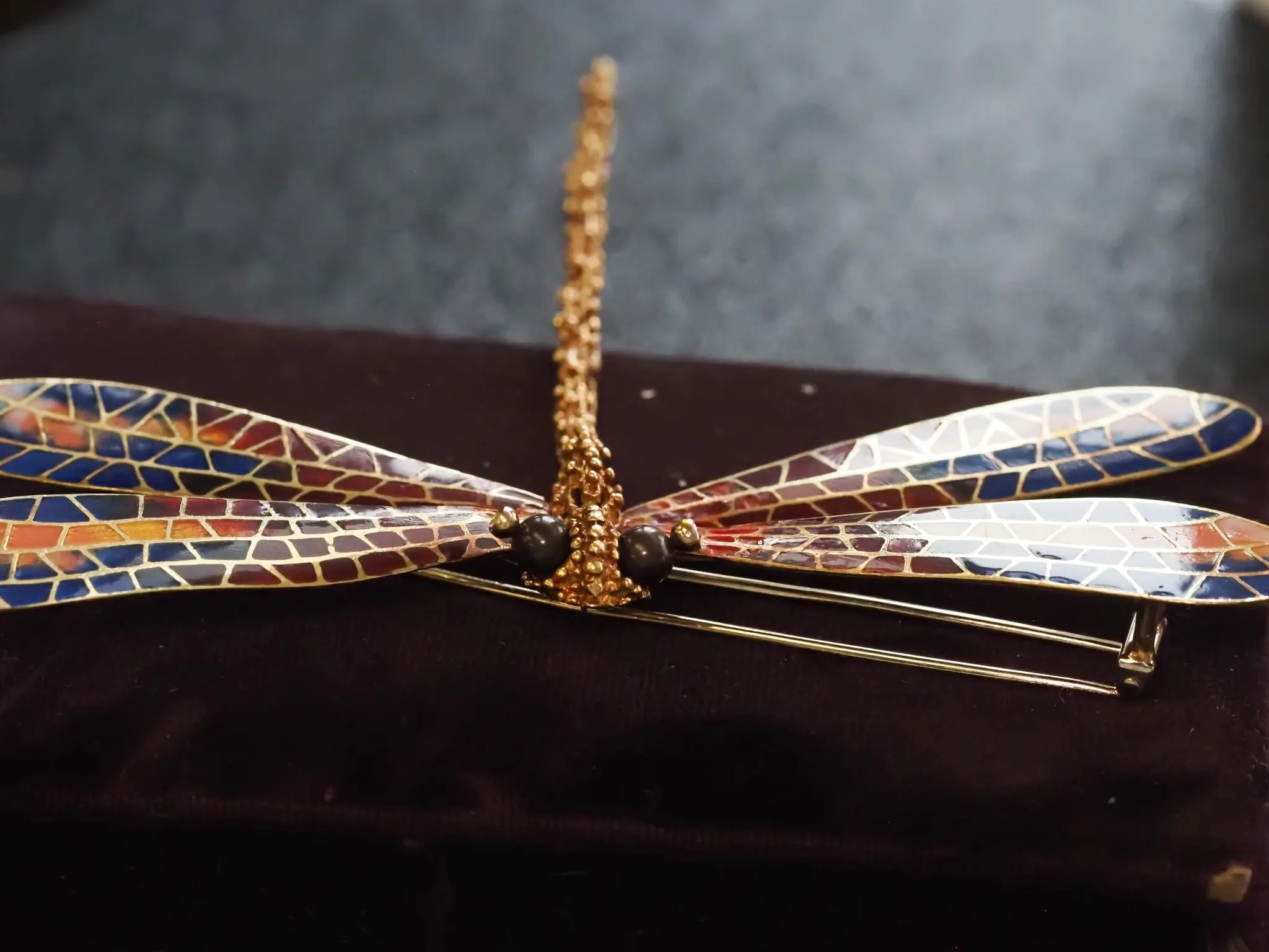 Estate 18K Yellow Gold Extra Large Dragon Fly Brooch - VHK#5a