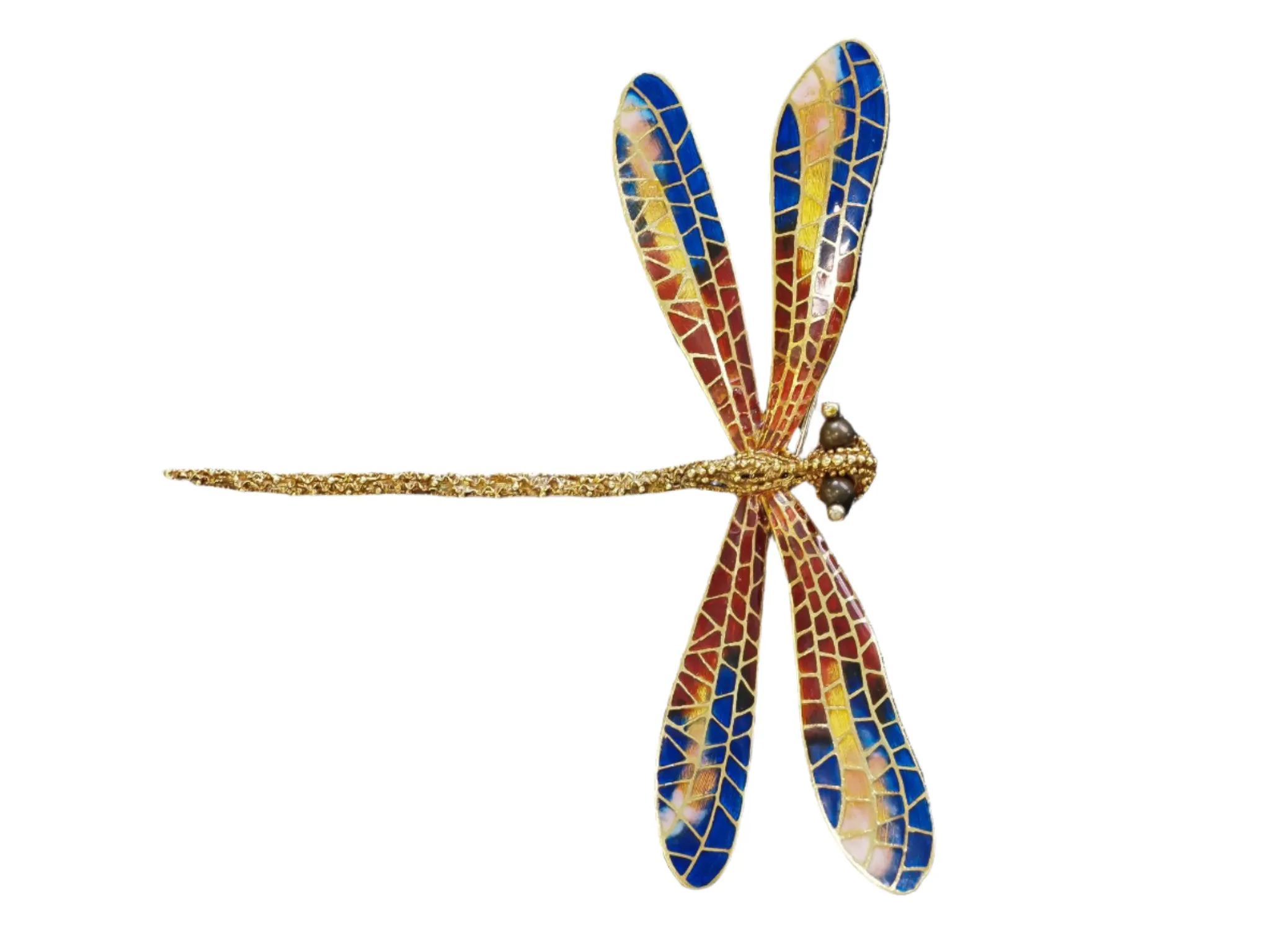 Estate 18K Yellow Gold Extra Large Dragon Fly Brooch - VHK#5a