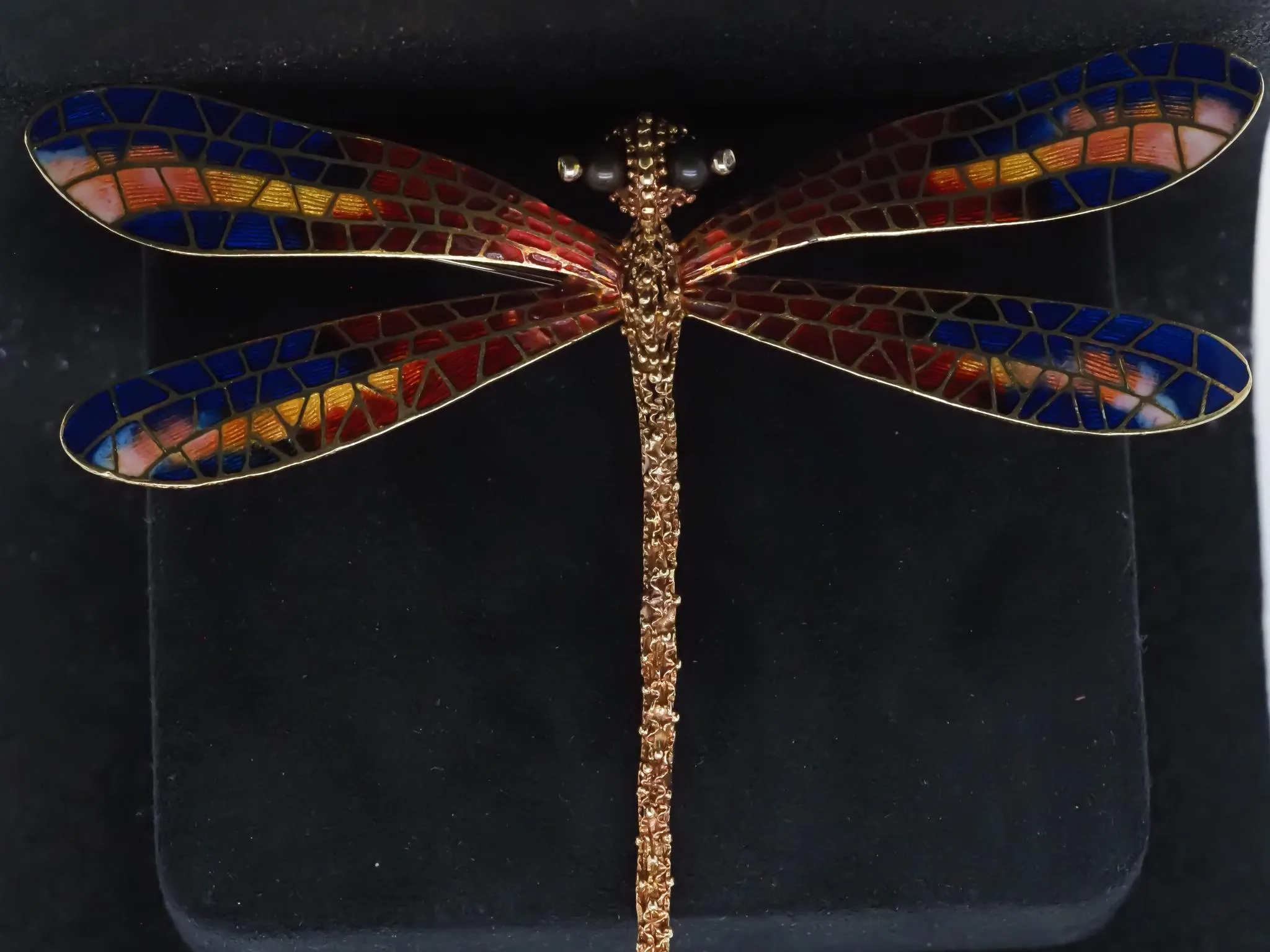 Estate 18K Yellow Gold Extra Large Dragon Fly Brooch - VHK#5a
