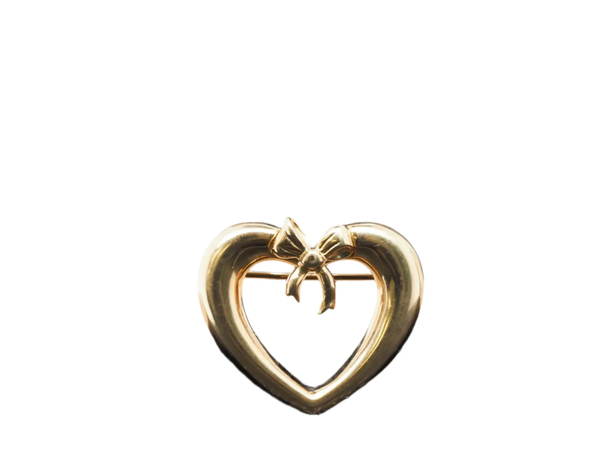 Estate Tiffany & Co. 18K Yellow Gold Heart with Ribbon Brooch - VHK#700a