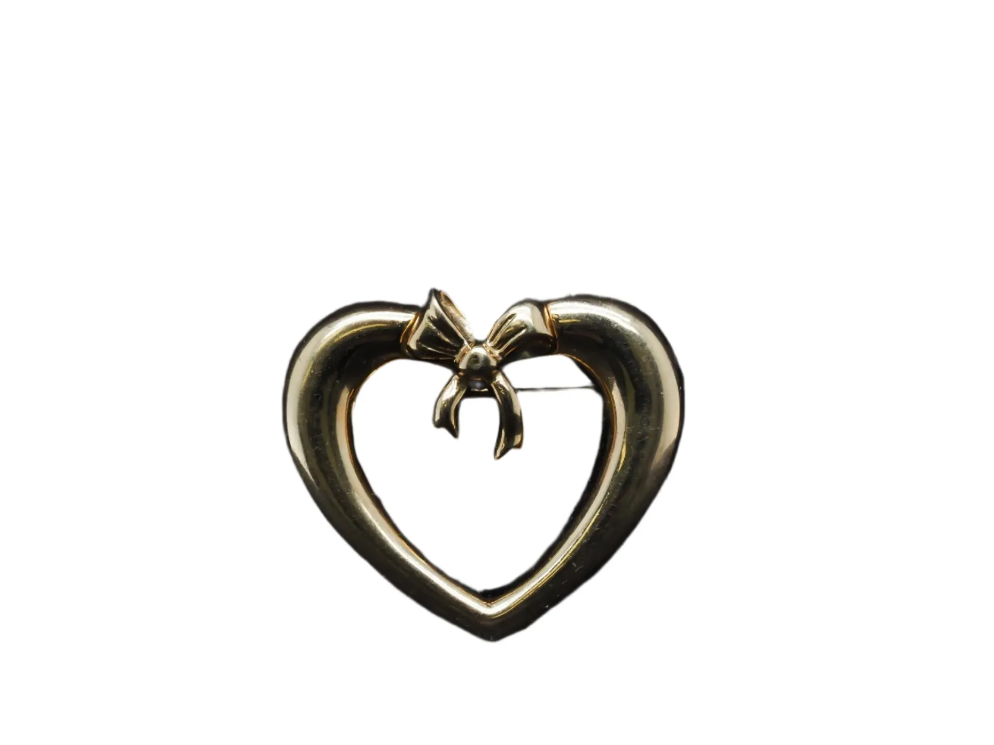 Estate Tiffany & Co. 18K Yellow Gold Heart with Ribbon Brooch - VHK#700a