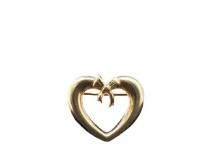 Estate Tiffany & Co. 18K Yellow Gold Heart with Ribbon Brooch - VHK#700a