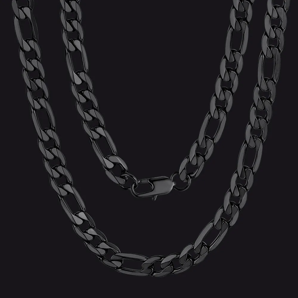 Figaro Cuban Link Necklaces Chain for Men 4/6/9/13 MM Width