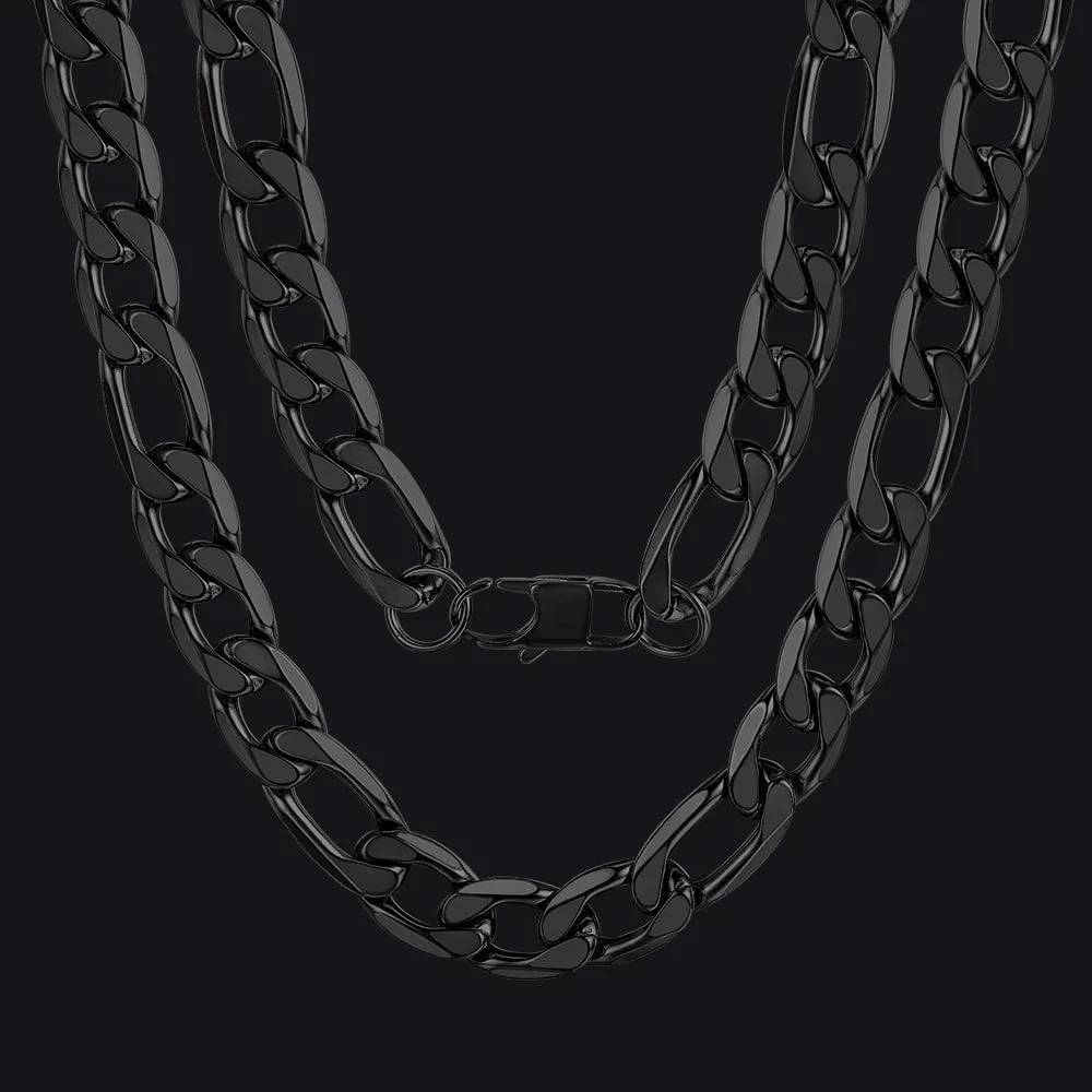 Figaro Cuban Link Necklaces Chain for Men 4/6/9/13 MM Width