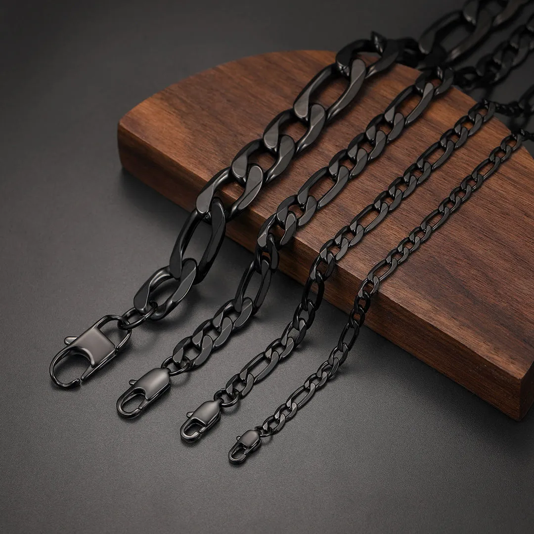 Figaro Cuban Link Necklaces Chain for Men 4/6/9/13 MM Width