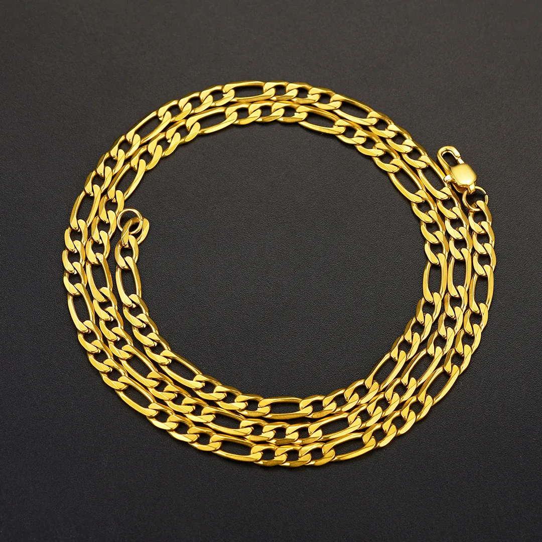 Figaro Cuban Link Necklaces Chain for Men 4/6/9/13 MM Width