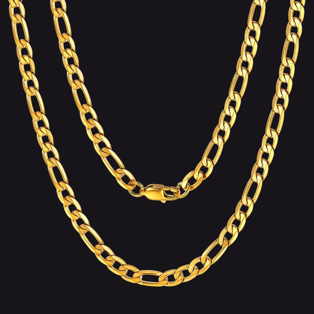 Figaro Cuban Link Necklaces Chain for Men 4/6/9/13 MM Width
