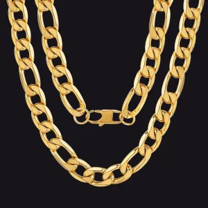 Figaro Cuban Link Necklaces Chain for Men 4/6/9/13 MM Width