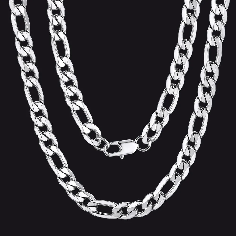 Figaro Cuban Link Necklaces Chain for Men 4/6/9/13 MM Width
