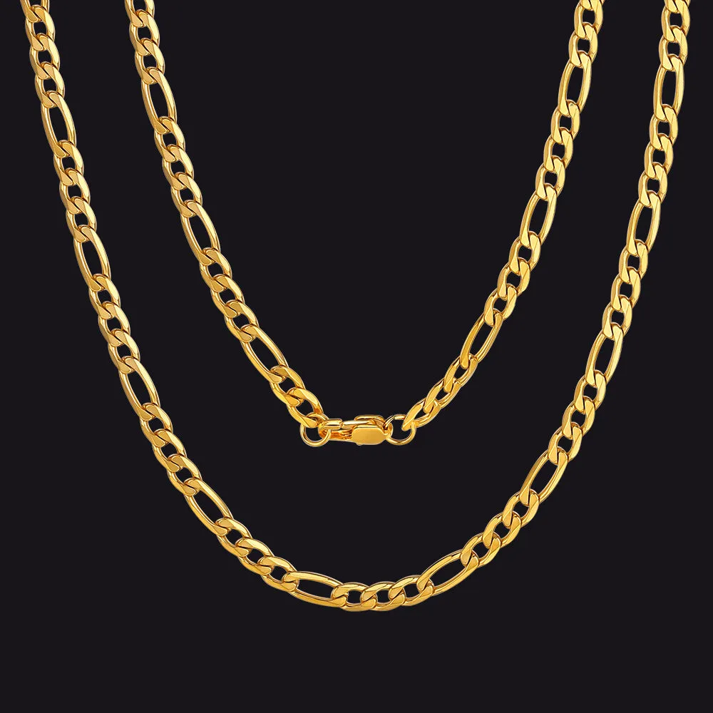 Figaro Cuban Link Necklaces Chain for Men 4/6/9/13 MM Width