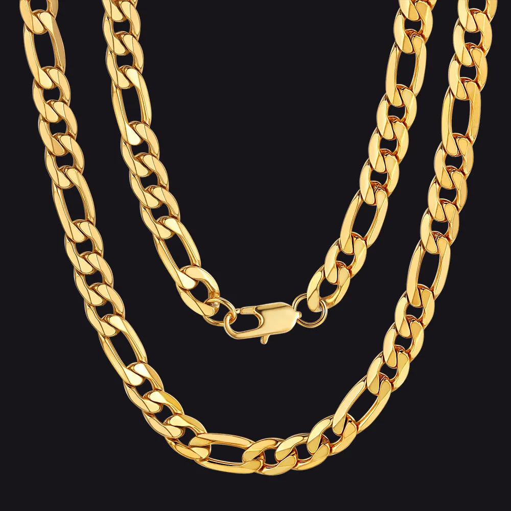 Figaro Cuban Link Necklaces Chain for Men 4/6/9/13 MM Width