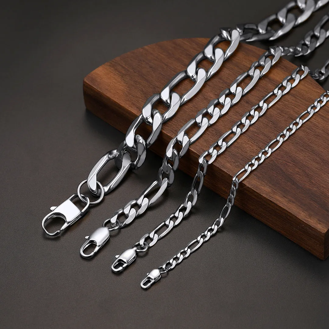 Figaro Cuban Link Necklaces Chain for Men 4/6/9/13 MM Width